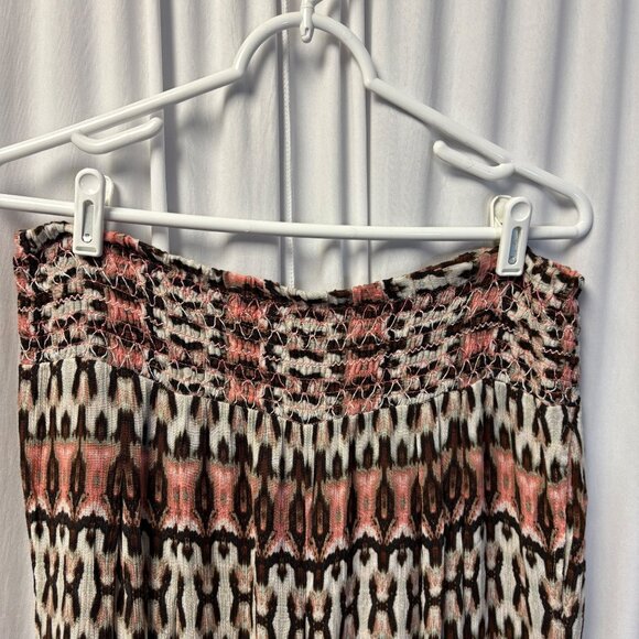 Haute Hippie Tribe Wide Leg Pants Womens Sz Medium Aztec Pink Brown Lightweight - Picture 7 of 10